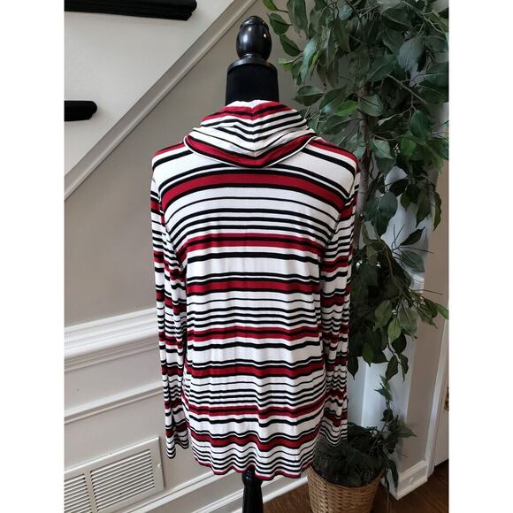 Women's Zenergy by Chico's Red & Black Striped Cowl Neck Long Sleeve Top Size L - Picture 7 of 11